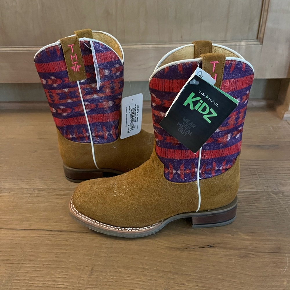 Brown and Red Kid's Cowboy Boots